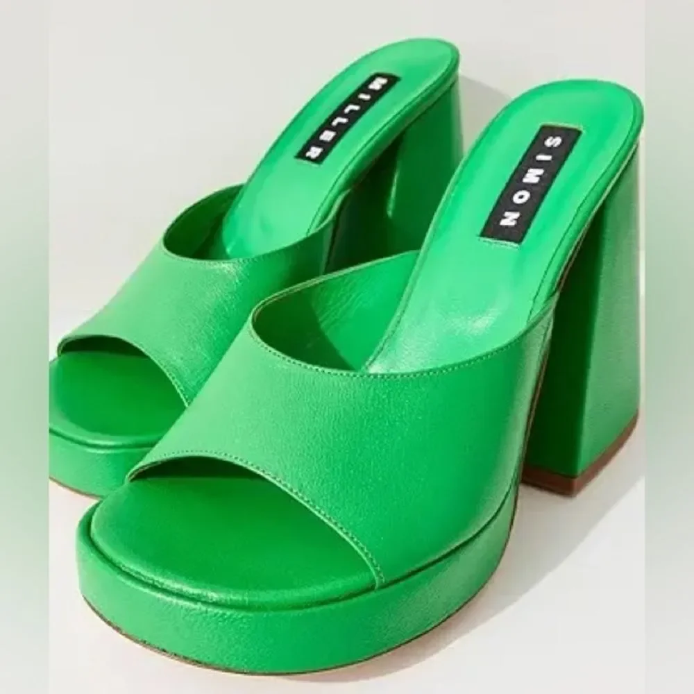 Simon Miller F229 Slice High Heel Sandals in Green, New, Size 36